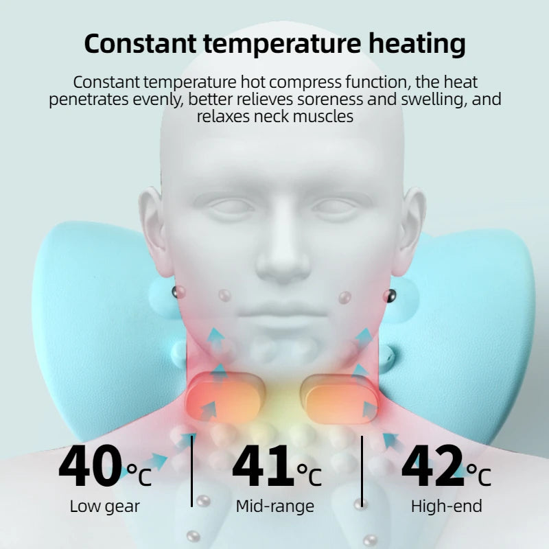 Electric Neck Stretcher Pulse Cervical Traction Relax Heating Cervical Chiropractic Therapy Traction Pillow Neck Head Treatment Pain Relief Acupoint Massager Health Care Supplies Massage Relaxation Devices Products