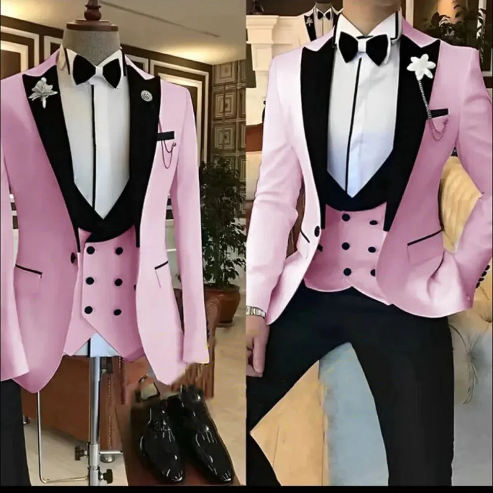 Low-Price Sales are Limited NEW 3PCS Set S-6XL PLUS SIZE 7 Colors Business Blazer Wedding Costume Men's Suit Groom Best Man Wedding Banquet Suit Men Luxury Fashion Clothing Supplies