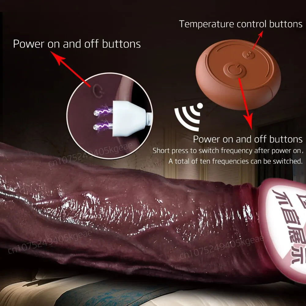 Automatic Telescopic Wireless Vibration Realistic Liquid Soft Silicone Huge Dildo Adult Sex Toys For Women And Couples