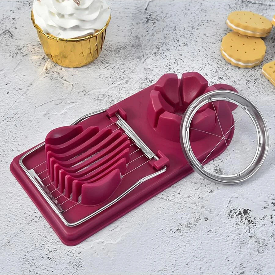 NEW Multifunctional PP Base Egg Cutter Slicer 2-in-1 Stainless Steel Wire Pull Egg Cutter for Hanging High-Quality kitchen Accessory Tools