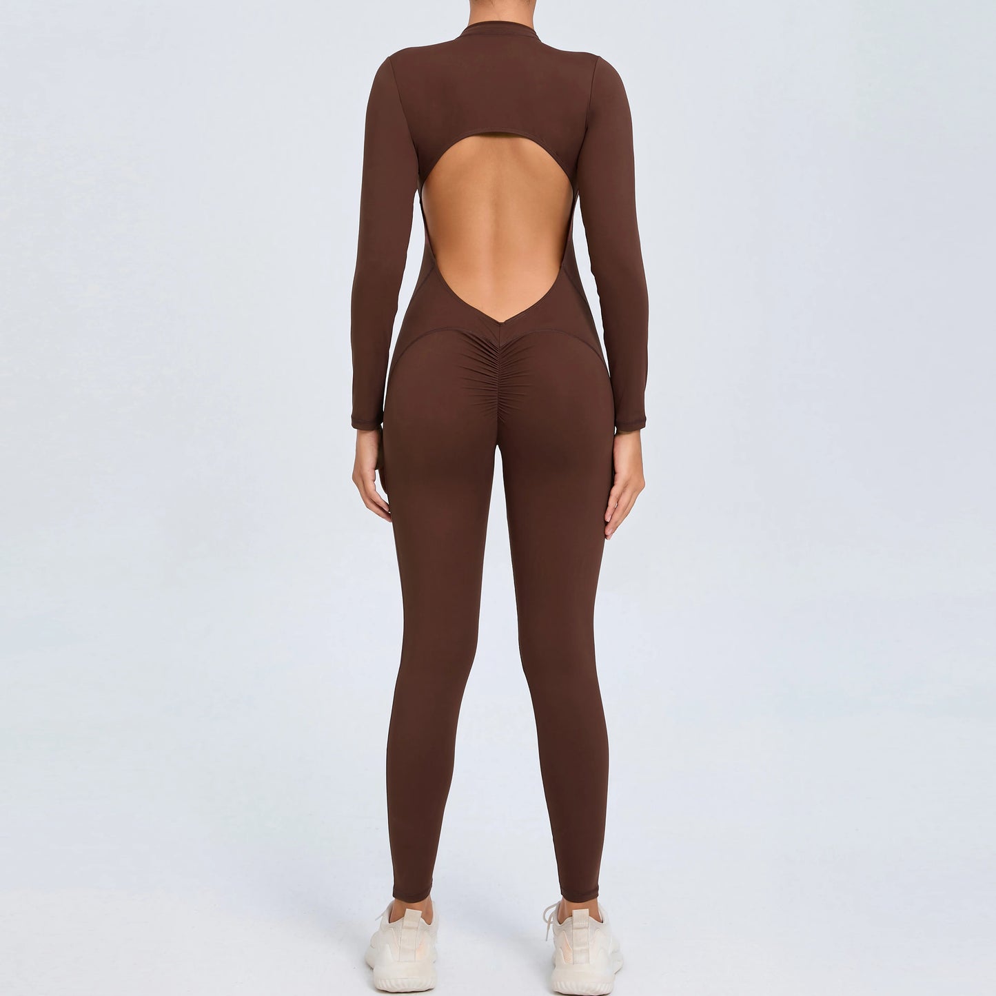 NEW Arrivals 10 Colors Women Sportwear Yoga Jumpsuit Zip Long Sleeve Back Open Outfit Fitness Tracksuit Tight One-piece Gym Overalls Sports Bodysuit