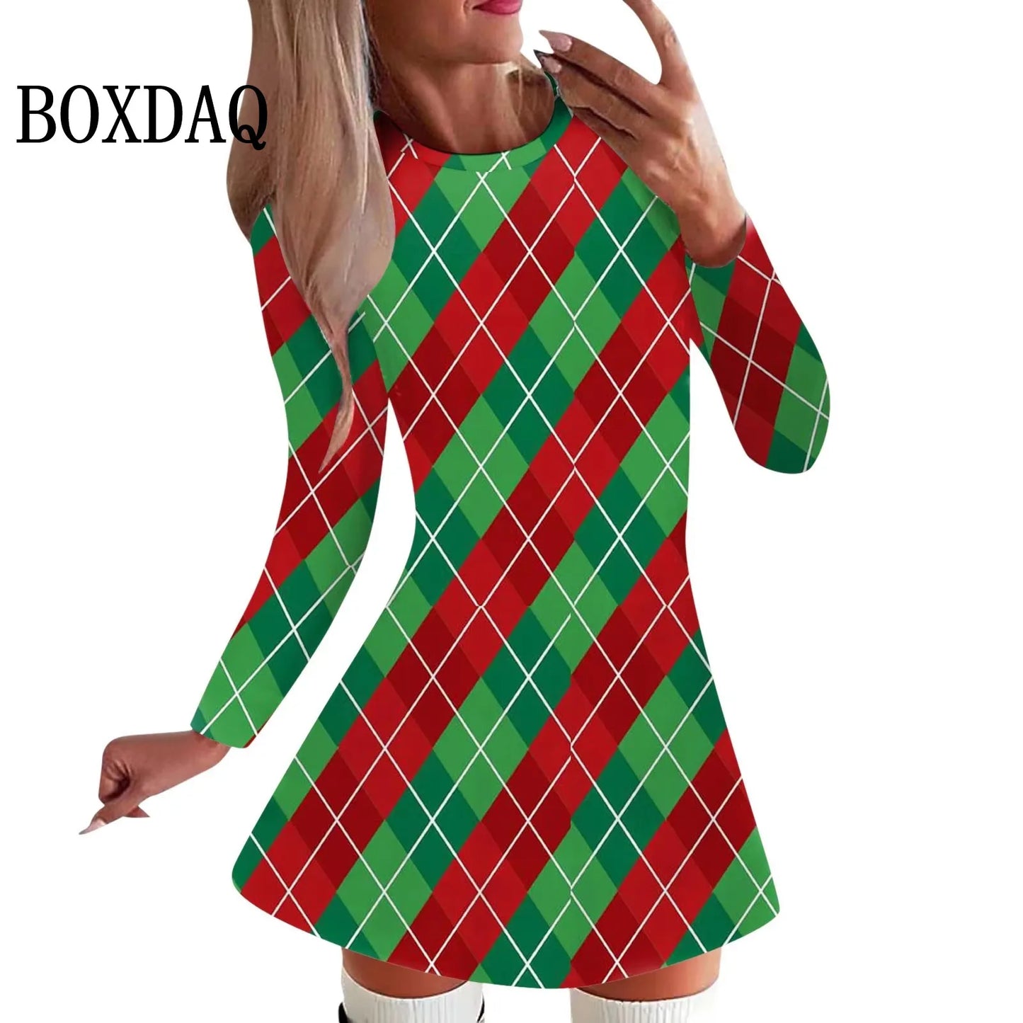 NEW Arrivals Christmas New Year Eve Elk Dress S-3XL 5 Types Women Christmas Snowflake Dress Winter Warm Long Sleeve A-Line Mini Dresses Xmas Holiday Party Clothes Ladies Streetwear Girls Casual Fashion Clothing Supplies