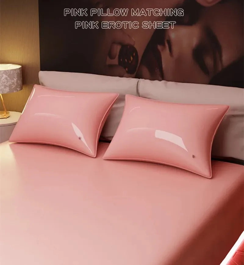 NEW Arrivals 3PCS Set Black/Pink Color Waterproof BDSM Sheet + Pillows Set SM Waterproof Mattress Protector Cover, Adult Sex Play Bed Sheet, Liquid-Proof Fetish Bedding