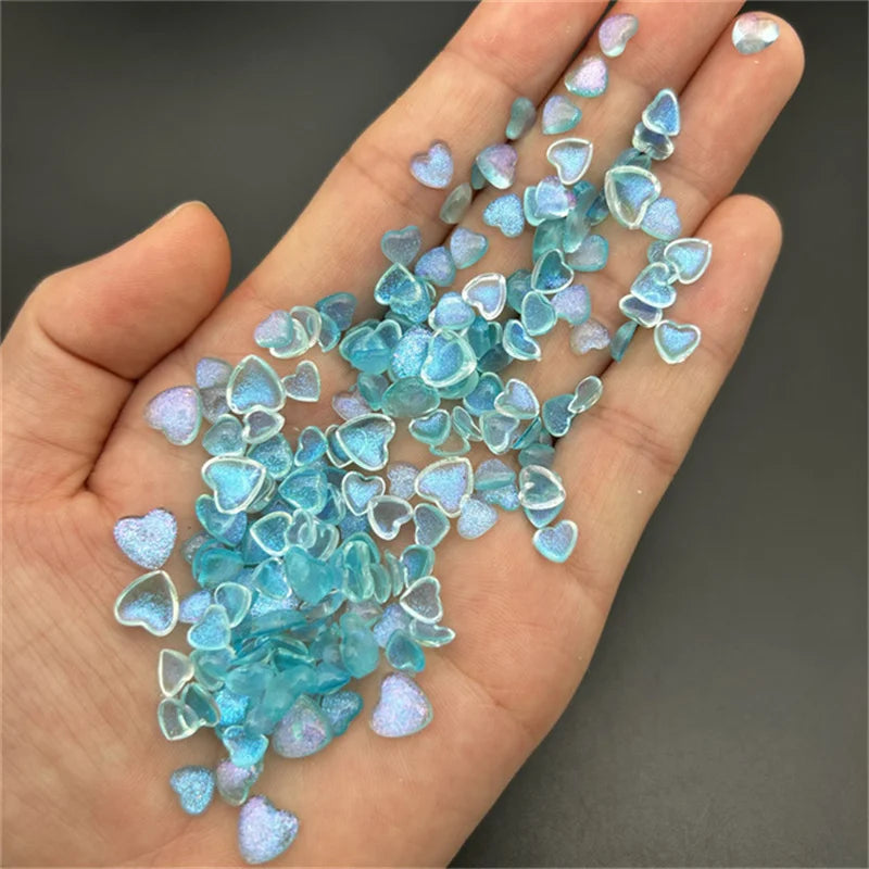 50pcs Kawaii Accessories Resin Nail Art Charms Cartoon Heart Nail Decorations Mixed Size Bulk Manicure Rhinestones Jewelry DIY