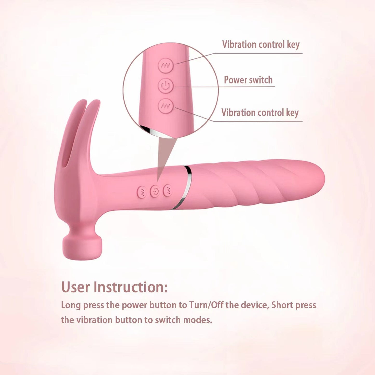 Female Double-Headed Hammer Vibrator Explosive God Hammer AV Vibrator G-spot Massage Vibrating Egg Masturbator Adult Sex Toys