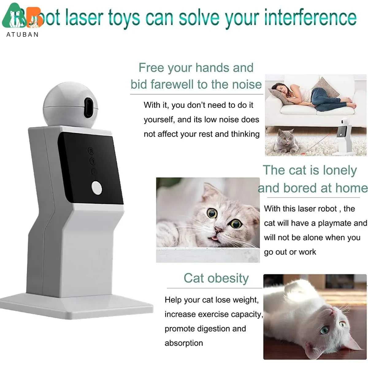 NEW Arrivals Cat Robotic Laser Toy Automatic, Random Moving Interactive Laser Cat Toy for Indoor Cats, Kittens, Dogs, Cat Red Dot Exercising Interactive Toy Pets Supplies