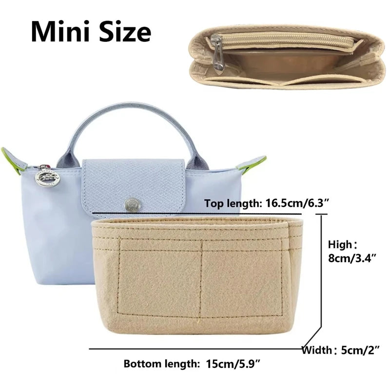 NEW Bag Organizer for Longchamp Small Tote Bag Timid Bags Storage & Finishing Inner Liner Handbags Insert Organizer Fit Mini Size Ladies Cosmetic Accessories