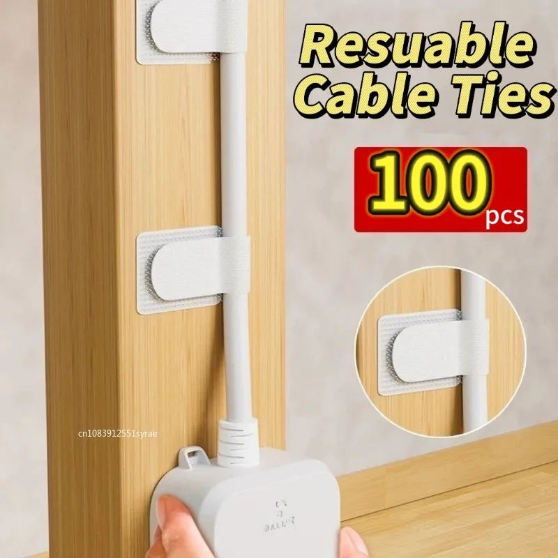NEW Arrivals 50/100PCS Set Reusable Cable Organizer Desk Wire Winder Cable Tie Organizer Self Adhesive Cord Rope Holders Cord Protection Straps