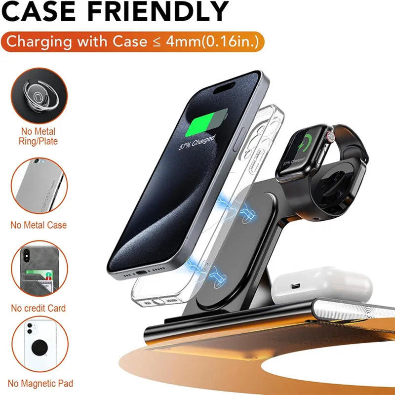 NEW Arrivals 300W Foldable 3 In 1 Wireless Charger Stand Pad Desktop Fast Charging Station For iPhone 16 15 14 13 Samsung Apple Watch Air Pods Mobile Phones Accessories Electronic Supplies