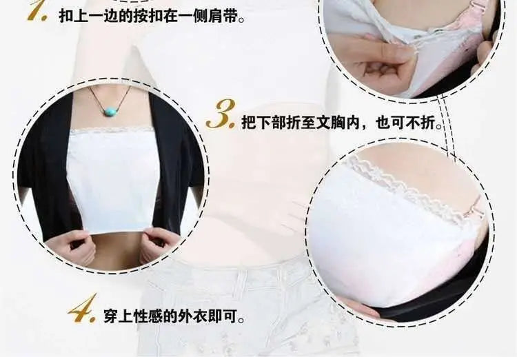 Lace Invisible Bra Privacy Cleavage Cover Underwear Anti Peep Brassiere Seamless Wrap Chest Strapless Lingerie Tube Tops