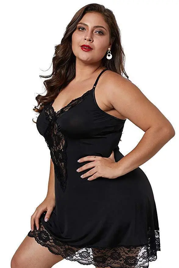 NEW Arrivals S-8XL PLUS SIZE Red/Leopard/Purple/Black Spaghetti Straps Nightgown BBW Curvy Women Summer Lace Satin Sleepwear Sexy Nightdress Ladies Pajamas Home Wear Fashion Clothes