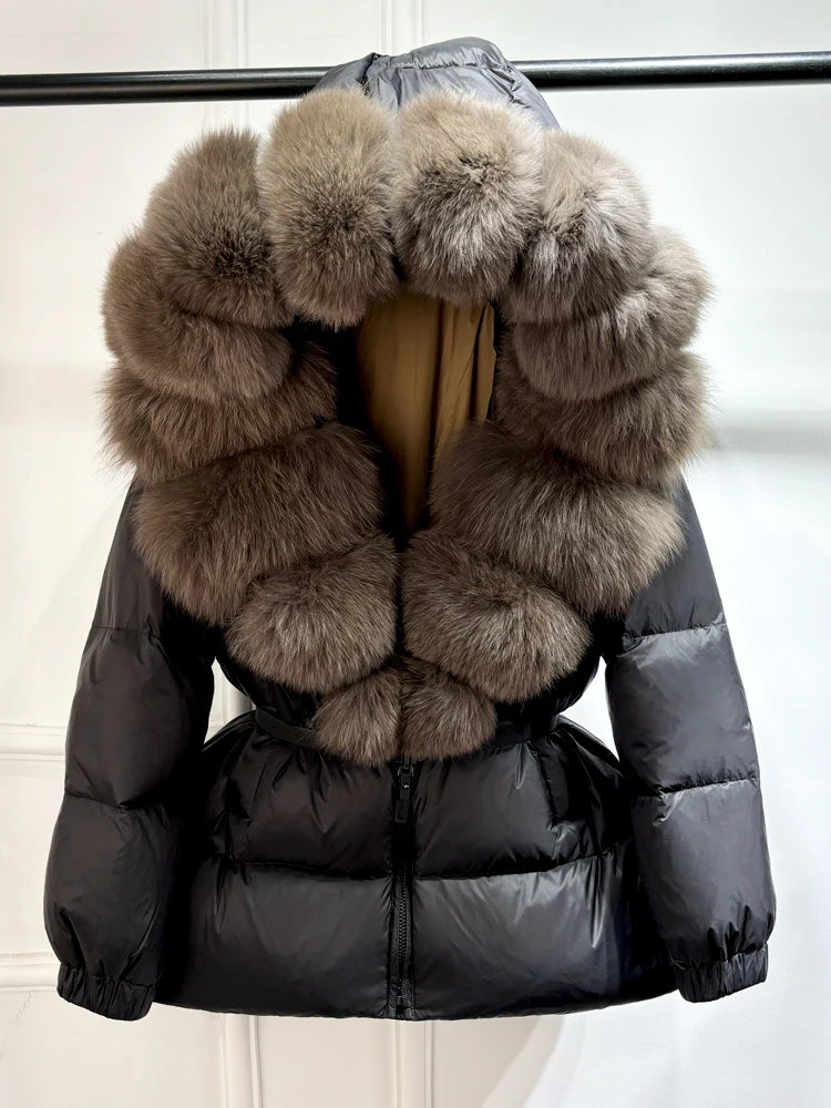 NEW Arrivals UK S-XL Size 11 Colors Winter Puffer Jacket Women 100% Real Fox Fur Hooded Thick Warm 90% White Duck Down Coat Female Parkas Waterproof Mini Coat