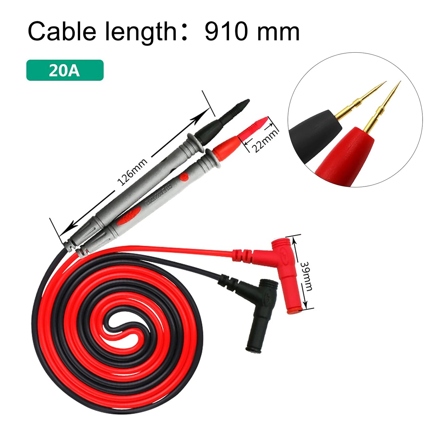NEW Arrivals 20A 1000V Multimeter Test Heads Needle Pin Digital Multi Meter Head Wire Pen Cable Kit Multimeter Voltmeter Silicone Tester Kit