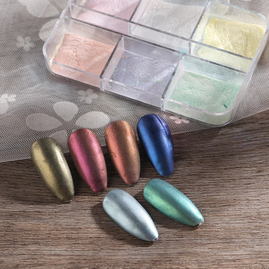 NEW Arrivals Moonlight Mirror Nails Powder Metallic Chrome Effect Pigments Gel Polish Laser Dust Glitter Aurora Shiny Pearl Nail Manicure Accessories Nail Care Products