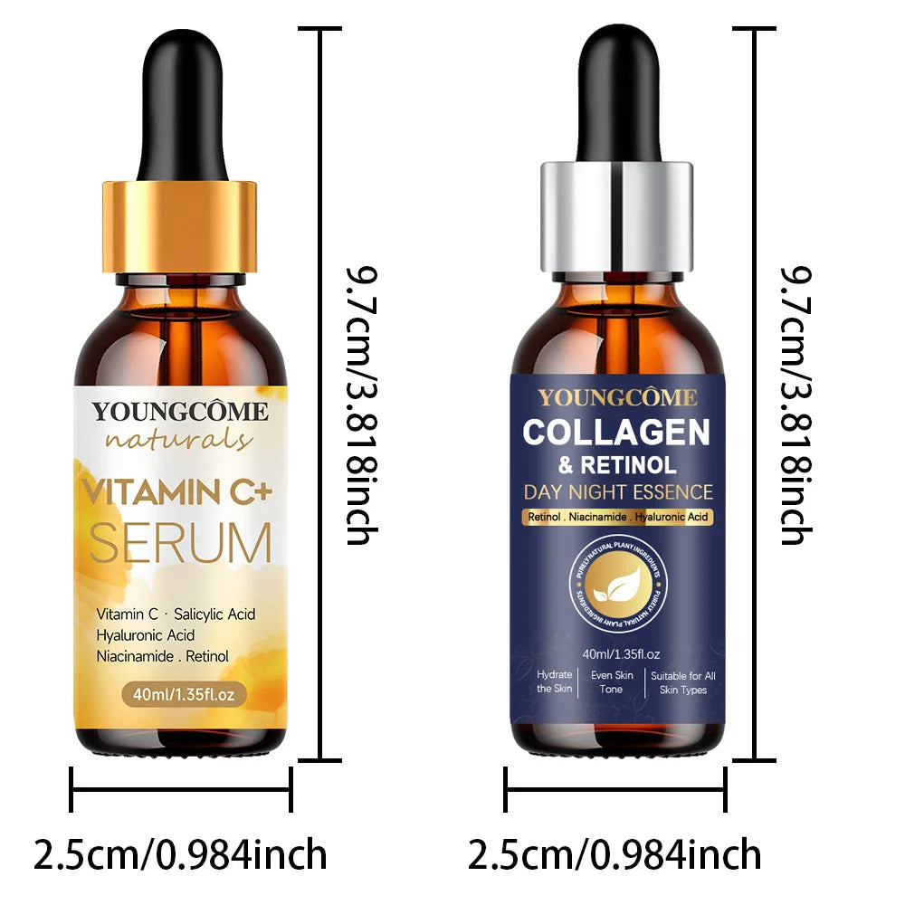 NEW 2PCS Set Korean Collagen Face Serum Wrinkle Remover Face Serum Lifting Firming Fade Fine Lines Anti-aging Essence Whitening Brighten Asiatica Skin Care Products