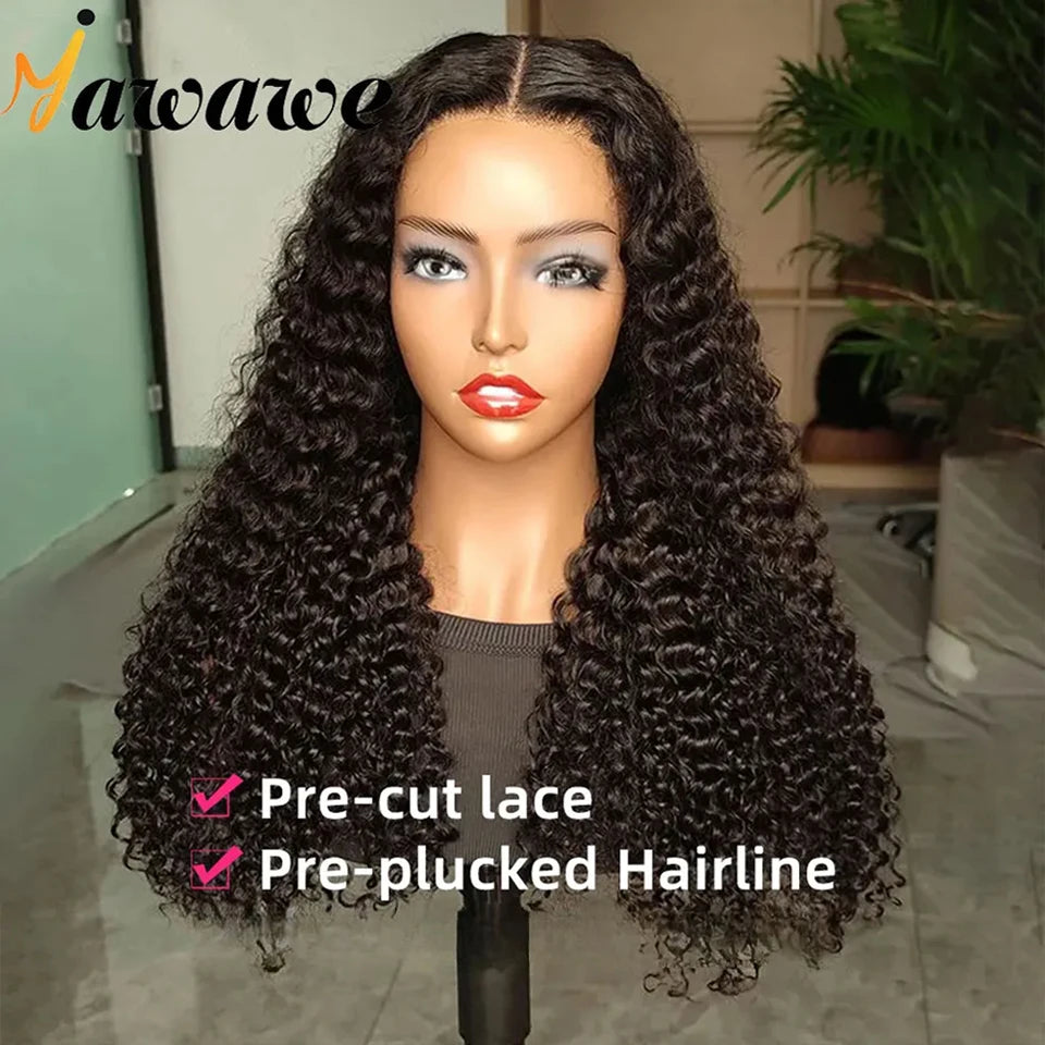 NEW Arrivals 20-32Inches Pre-Bleached Glueless Wig Human Natural Hair Ready To Wear Water Wave Pre-Plucked Lace Frontal Wigs For Women Curly HD Lace Wigs Girls Hair Care Accessories