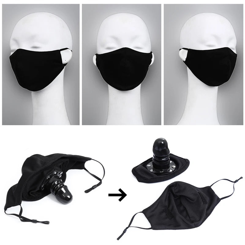 Adult Mask Gag Adult Game BDSM Bondage Harness Gag in Mouth Mask with Ball Mouth Gag Silicone Dildo Penis Plug Sex Toys for Couples