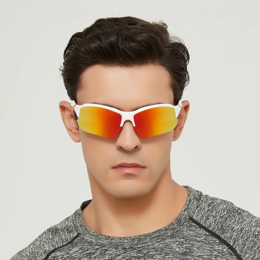 NEW Arrivals 4 PCS Set Night Vision Ice Mirror Sunglasses NEW Fashion Vintage Half Frame Driving Fishing Cycling Sports Sunglasses Men Women Mountaineering Sun Glasses UV400 Eyewear