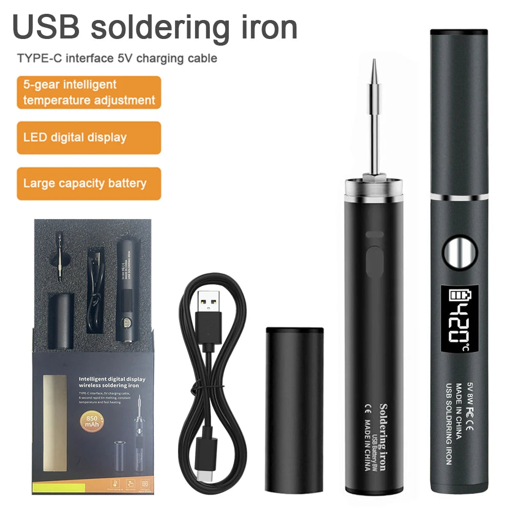 NEW Arrivals USB Soldering Iron Set Kit 5V 8W with Lithium Battery Portable Repair Welding Tools Electric Solder Iron Soldering Station Solder Wire