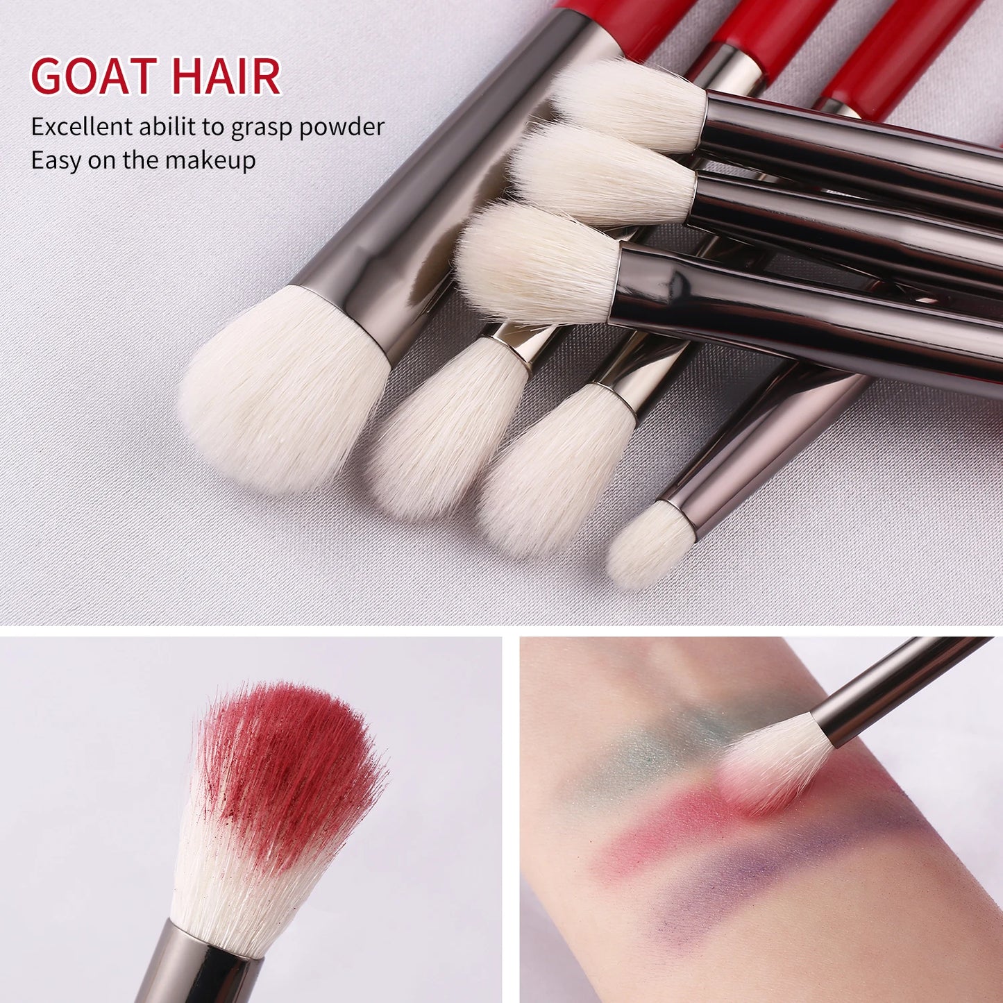 Red Natural Makeup Brushes Set 11-30pcs Foundation Blending Powder Blush Eyebrow Professional Eyeshadow brochas maquillaje