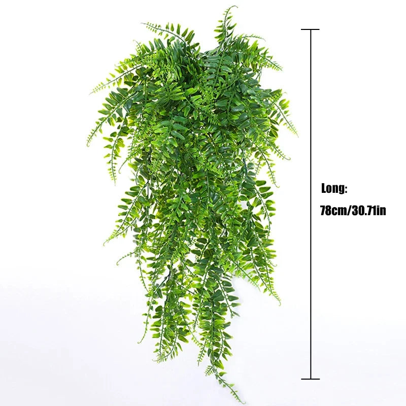 3pcs Persian Fern Leaves Home Garden Room Decor Hanging Artificial Plant Plastic Vine Grass Wedding Party Wall Home Decoration