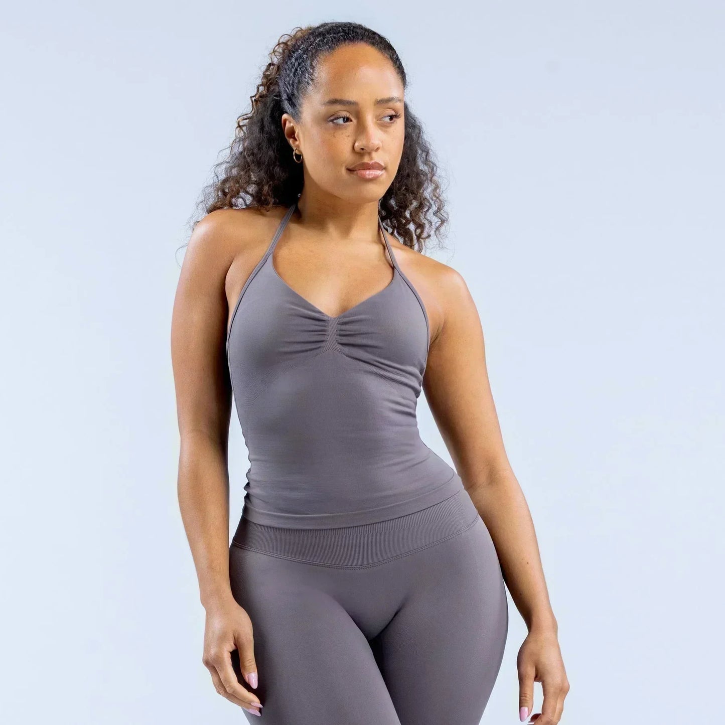 NEW Arrivals 2PCS Set 10 Colors Girls Yoga Gym Set Women's Strap Vest & Shorts Resistance Training Seamless Halter Tank Top Scrunch Butt Lifting Gym Shorts Set