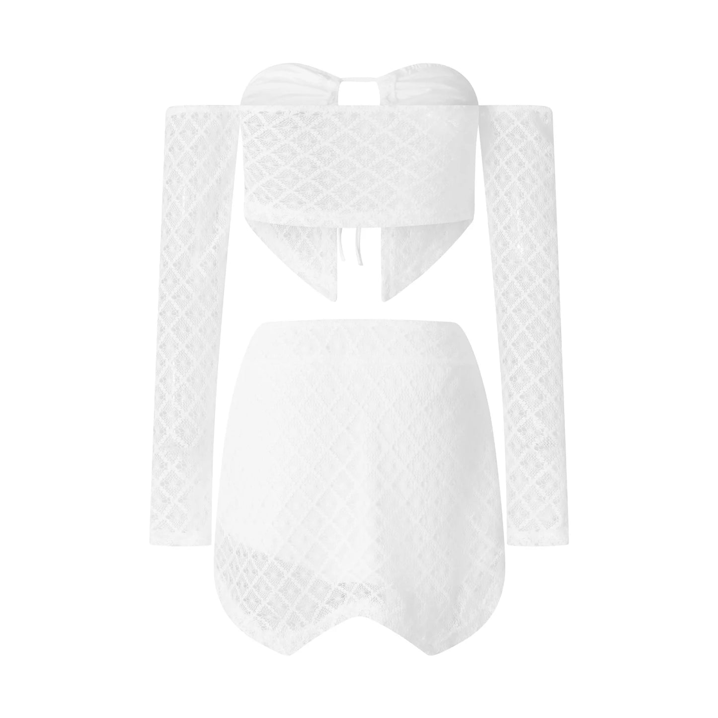 NEW Arrivals 2PCS Set White/Black/Blue Color Women Sexy Crochet Knit Skirt Hollow Out Knitted Cami High Waist Bodycon Mini Skirt Outfits Spring Summer Evening Beach Party Night Club Outfit