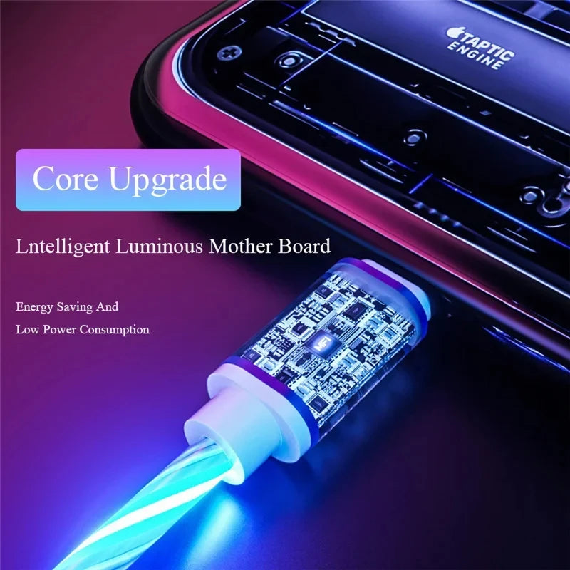 NEW Arrivals Luminous LED Light 5A 1M 2M USB Type C Fast Charging Cable for iPhone 15 16 Pro Max Xiaomi Samsung OPPO Huawei Mobile Phones Accessories