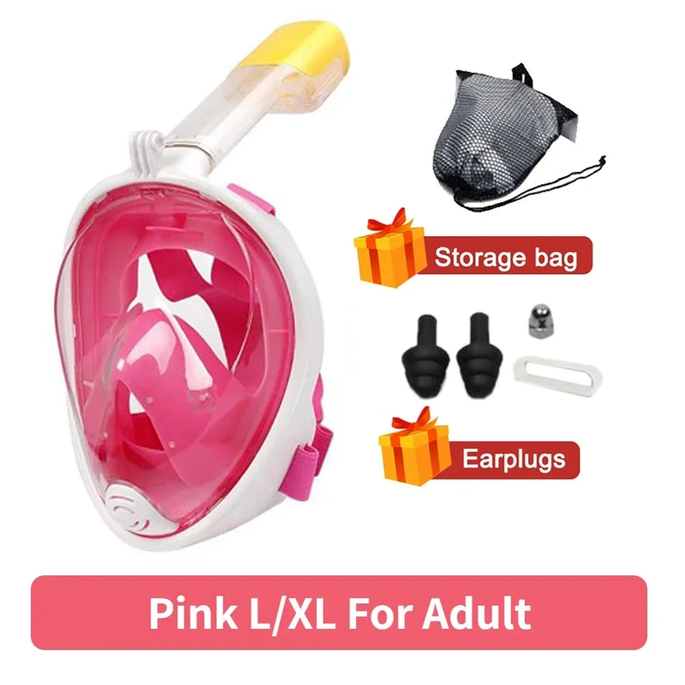 NEW Adults XL /Kids XS Size Full Face Snorkel Mask - Professional Anti-Fog Diving Goggles, Underwater Scuba Swimming Equipment