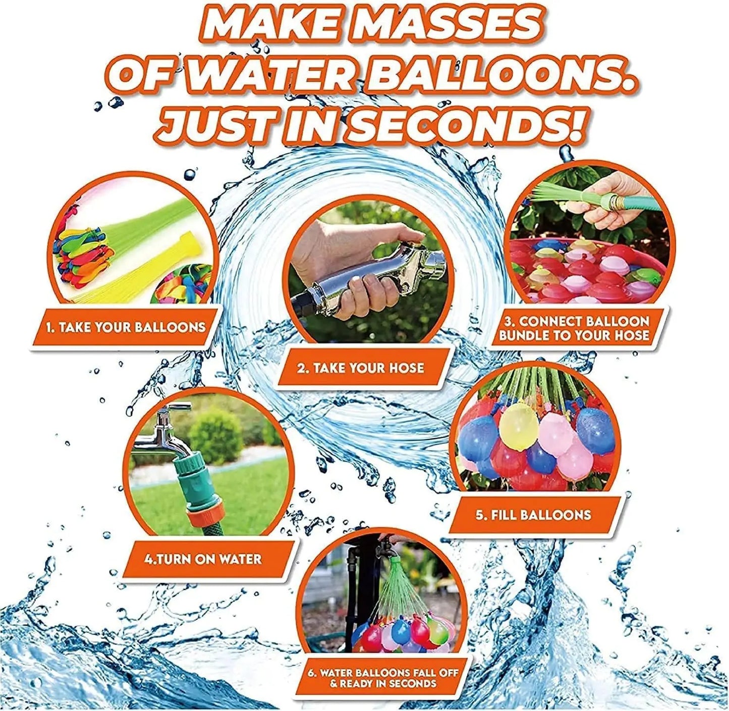 NEW Arrivals 1000 PCS Set Self Sealing Water Balloons Quick Fill, Water Balloon Yard Games Rapid Fill Kids Toys, Bunch of Balloons Set Splash Party Water Bombs Summer Adults Children Funny Games