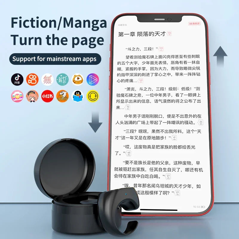 NEW Arrivals For TikTok Fingertip Remote Control Ring Bluetooth Novels Comics Turn Page Music App Controller Selfie Camera Shutter For iPhone Mobile Phones Accessories