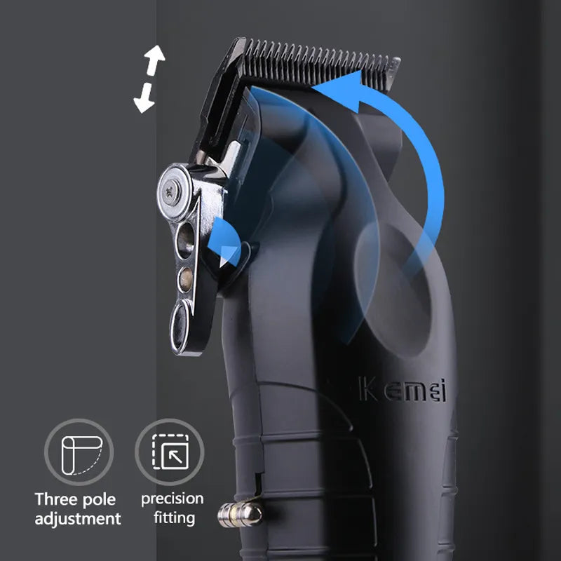 Kemei Professional Hair Clipper For Men Adjustable Cordless Electric Hair Trimmer Rechargeable Hair Cutting Machine Lithium