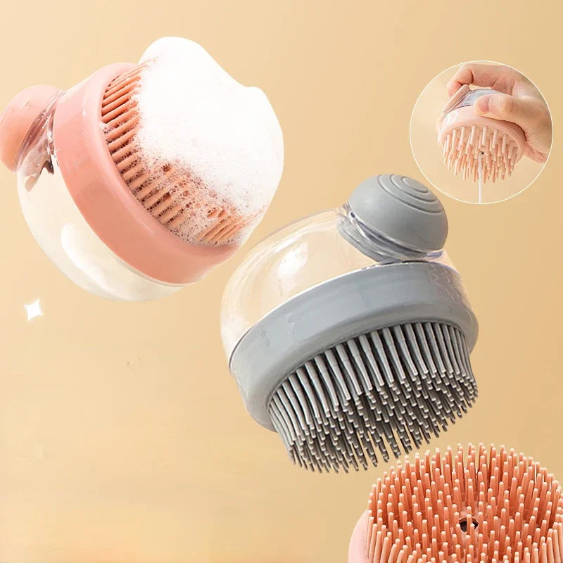 1pc Adding Liquid Shampoo Brush Minimalist Style Manually Shower Cleaning Shower Brush Comb Silicone Massage Brush Hair Brush