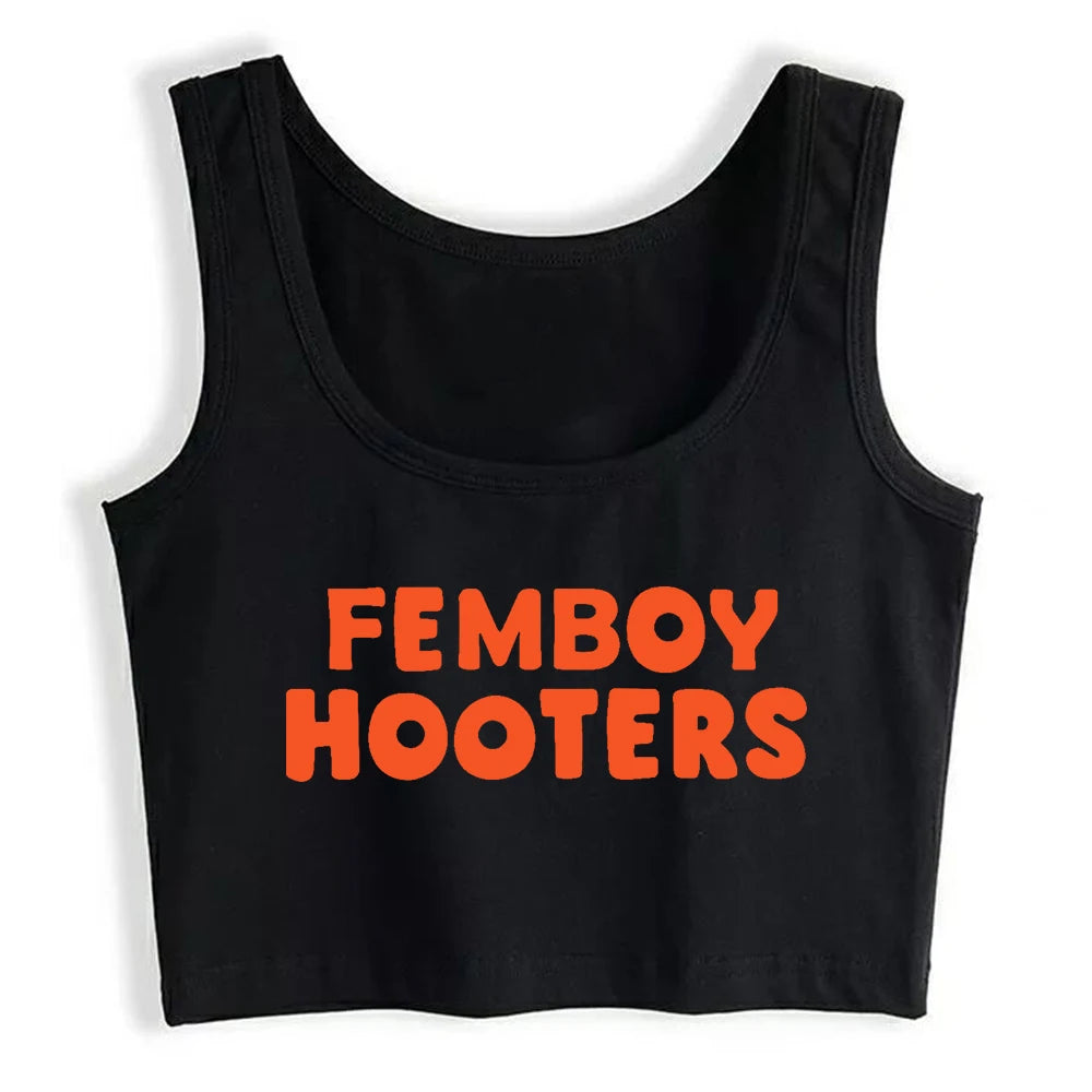 NEW Arrivals Femboy Hooters Text Fashion High Street Style Crop Top Women's Sexy Training Tank Tops Gym Fitness Camisole Outdoor Hiking Running Cycling Sports Tops