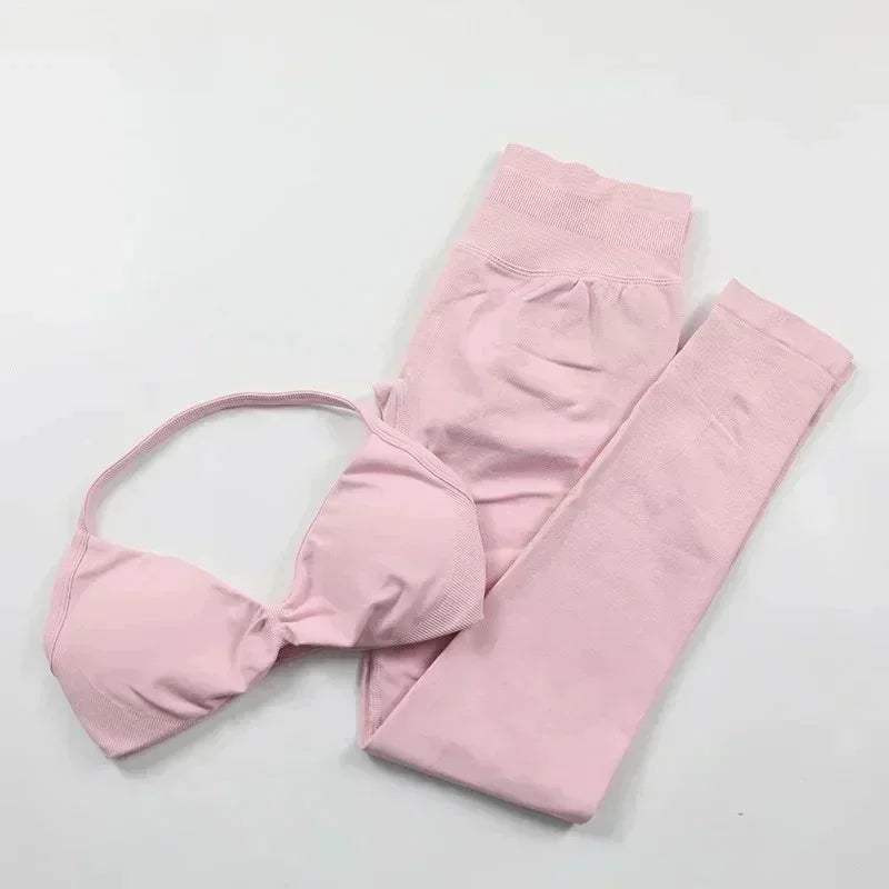 NEW Arrivals 10 Colors Women Gym Breathable Fashion Yoga Fitness Clothes Hip Pants Tie Bra Comfortable Sports Pilates Fitness Set