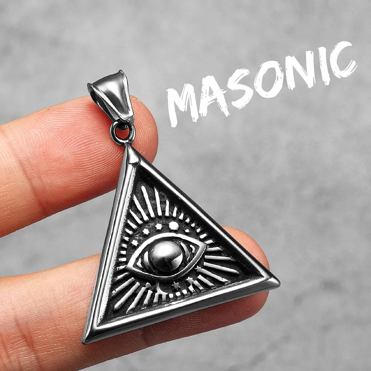 Masonic Illuminati Eye Amulet Men Necklaces Stainless Steel Pendants Chains Women Jewelry Cool Male Accessories Gifts
