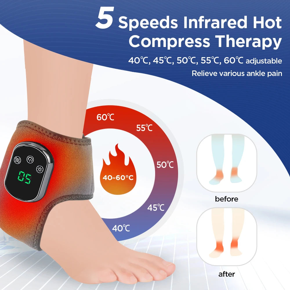 NEW Arrivals Vibration Wrist / Ankle Massager Infrared Hot Compress Therapy Hand / Foot Massager For Joint Pain Relief Heated Massage Brace Body Care Accessories Health Care Supplies