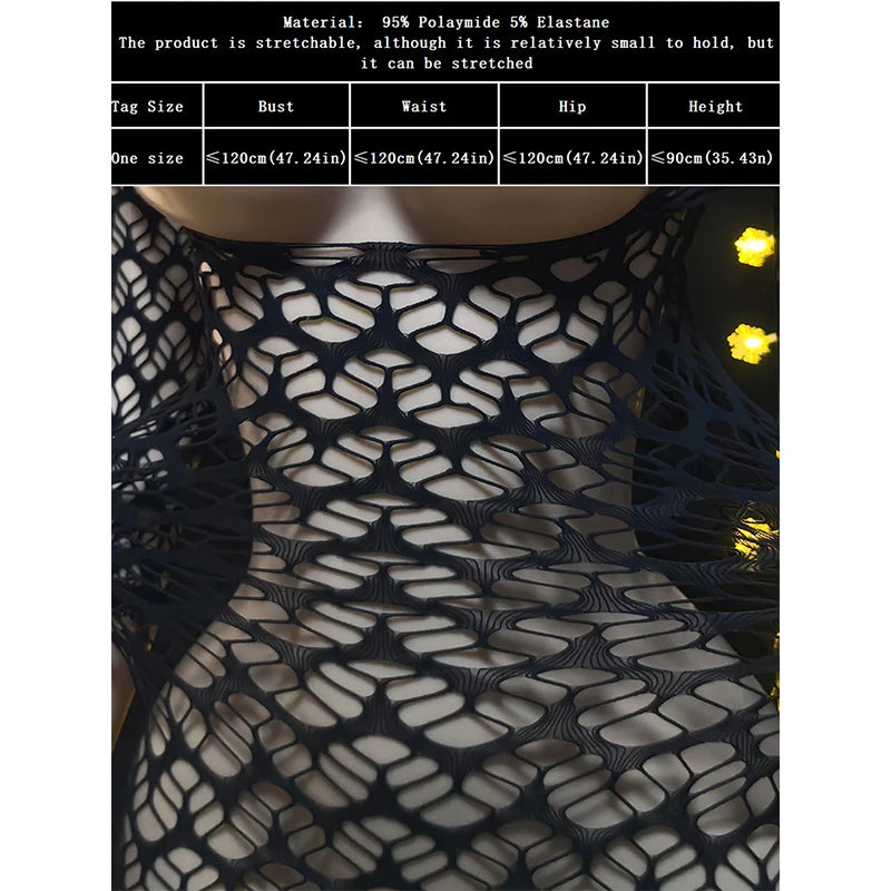 Ladies Long Sleeve Sheer Mesh Cover Up Dress, Stylish See-Through Fishnet Beachwear For Summer Vacation