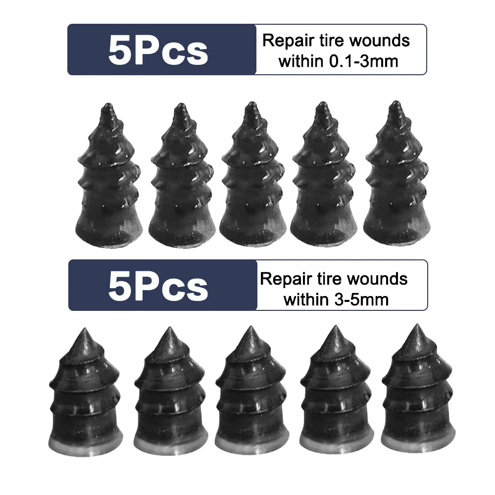 10Pcs Car Tyre Repair Rubber Nail Set Universal Car Motorcycle Tyre Repair Nails Truck Scooter Bike Tire Puncture Repair Tool