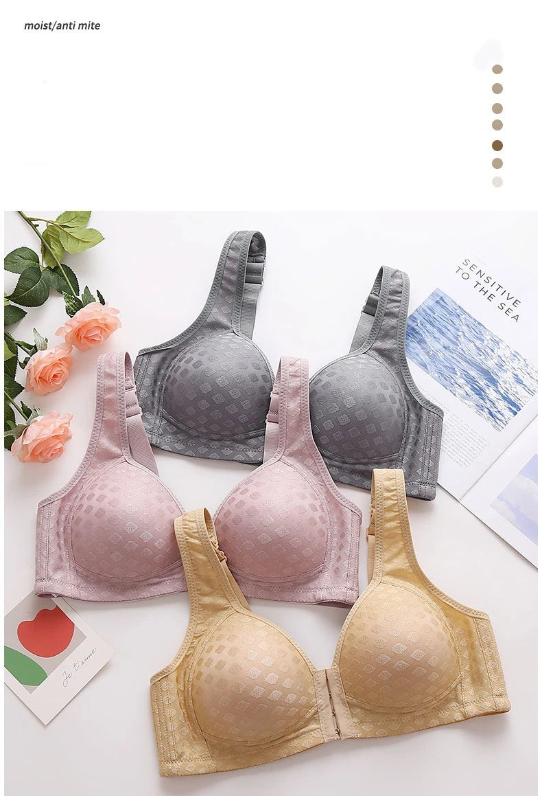 NEW Arrivals Ladies Front Buckle Underwear Female Large Size Thin Underwear Women Without Steel Ring Brassiere Ladies Breathable Gathered Bras Ladies Sexy Underwear Supplies