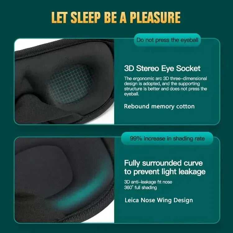 3D Eye Mask Green Breathable Shading Sleeping Hot Sales Eye Mask Adjustable Strap Sleep Mask Padded Travel Rest