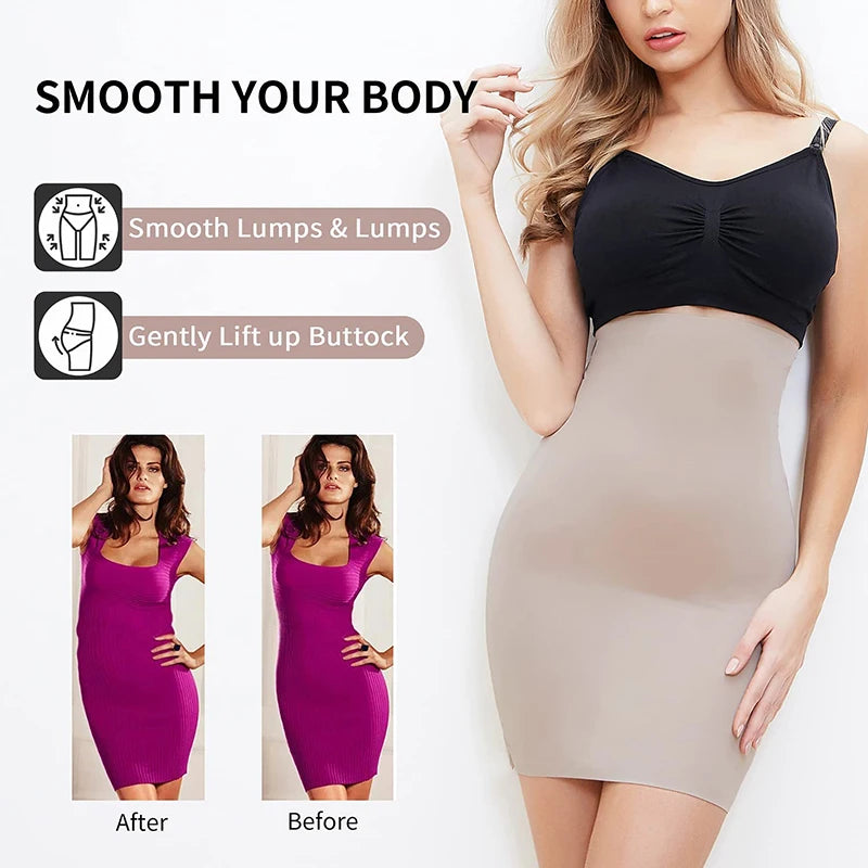 NEW Arrivals Slimming Half Slips for Women Under Skirt Short Mini Dresses with Elasticity Waistband Shaper Invisible Skirt Shapewear Tummy Belly Control Ladies Underwear Shapers