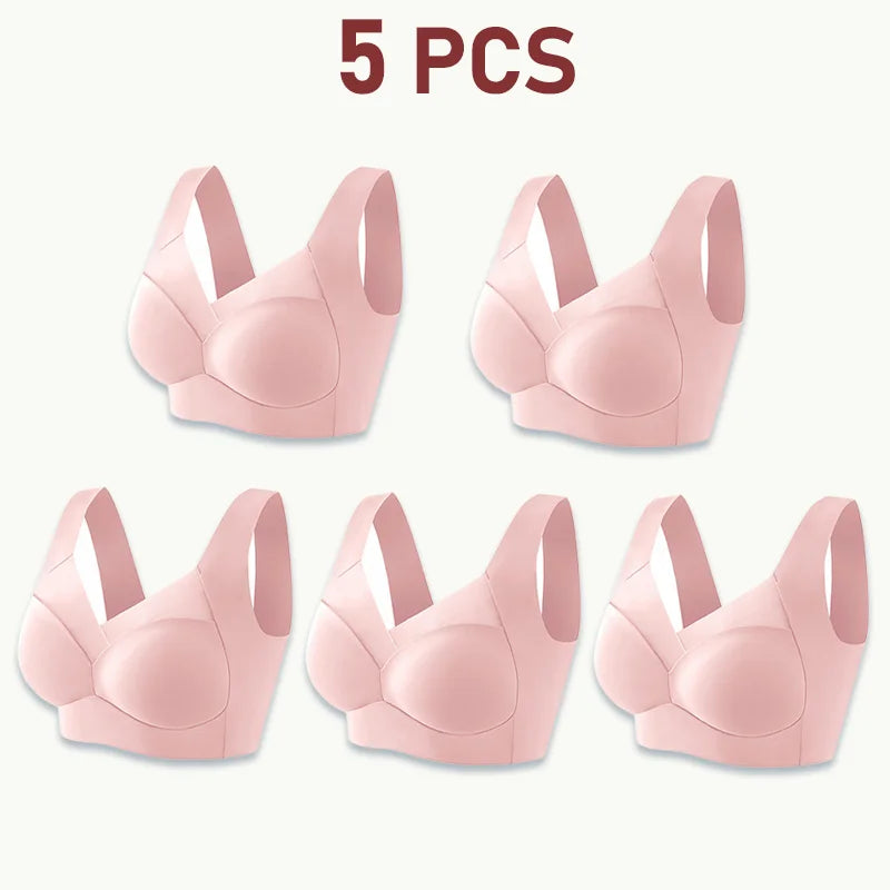 NEW Arrivals 5PCS Set Women Lace Sport Bras Plus Size Seamless Bra Bralette Backless Lady Brassiere Vest Female Gather Shock-Proof Wireless L-3XL
