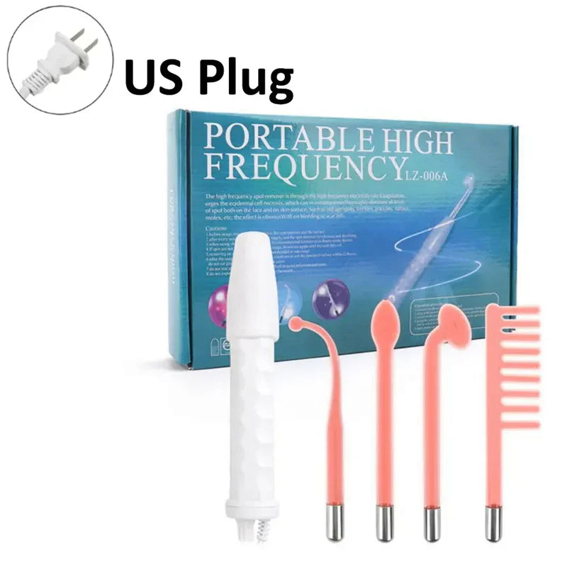 NEW Arrivals 4 In 1 Handheld Electric EU Plug For Face Skin Beauty Tools Portable High Frequency Facial Therapy Wand Acne Treatment Machine Neon Wand Female Home Beauty Salon SPA Accessories Skin Care Supplies