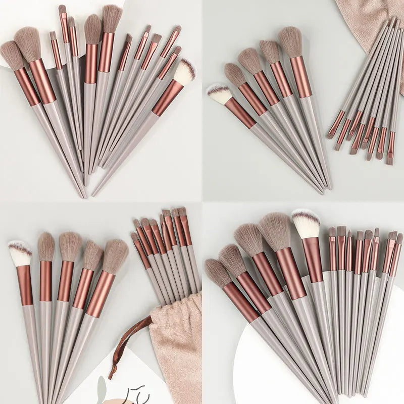 13Pcs Soft Fluffy Make-Up Brushes Set for Women Girls Cosmetics Foundation Supplies Blush Powder Eyeshadow Kabuki Blending with Make-Up Sponge Egg Female Ladies Luxury Cosmetics Accessories Tools Products