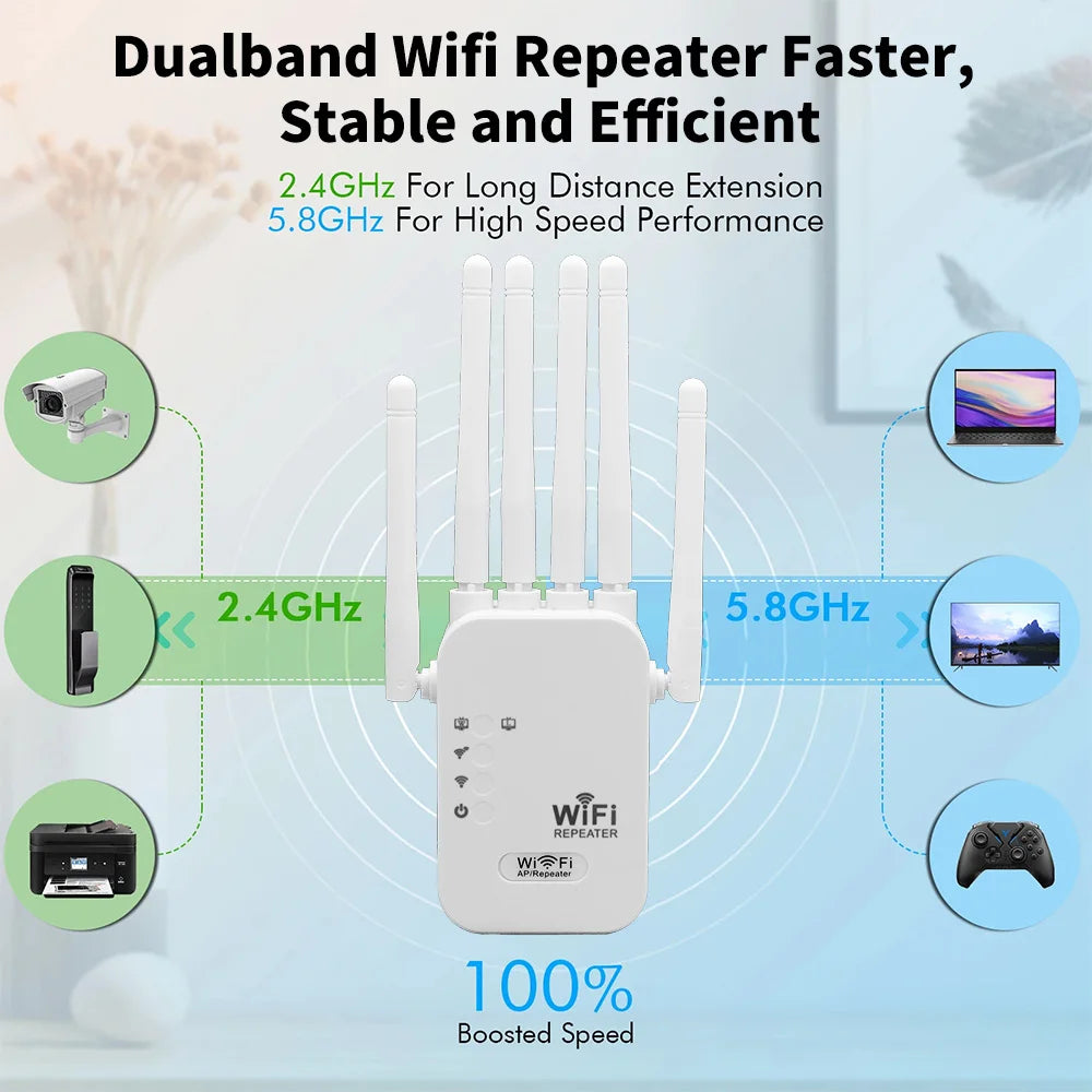 NEW Arrivals 300Mbps Single frequency Wi-Fi Repeater Wireless WIFI Extender Wi-Fi Booster 2.4G Network Amplifier 360° Full Coverage Signal Home Electronic Supplies