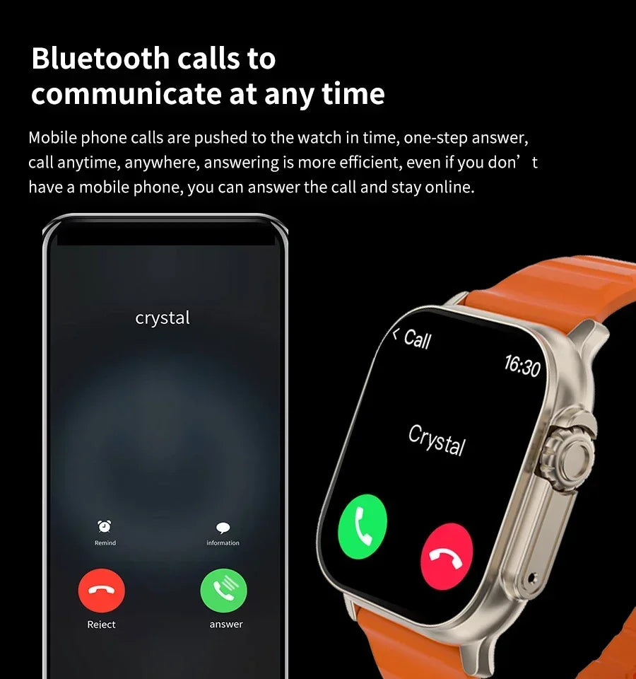 New Watch T800 U2 Smart Watch 49mm New NFC Men Women GPS Track Bluetooth Call BT Music Games Wireless Charging Smartwatch