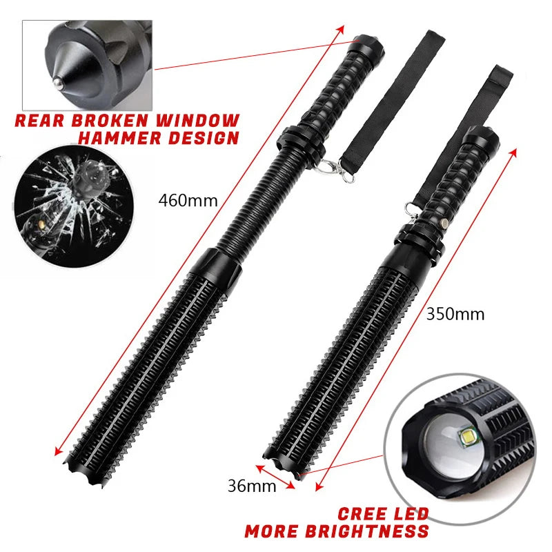 NEW Arrivals Self Defense Telescopic Zoom Flashlight LED Waterproof Baseball Bat Aluminum Alloy Torch Lamp For Emergency Anti Riot Equipment Women Men Safety Security Supplies