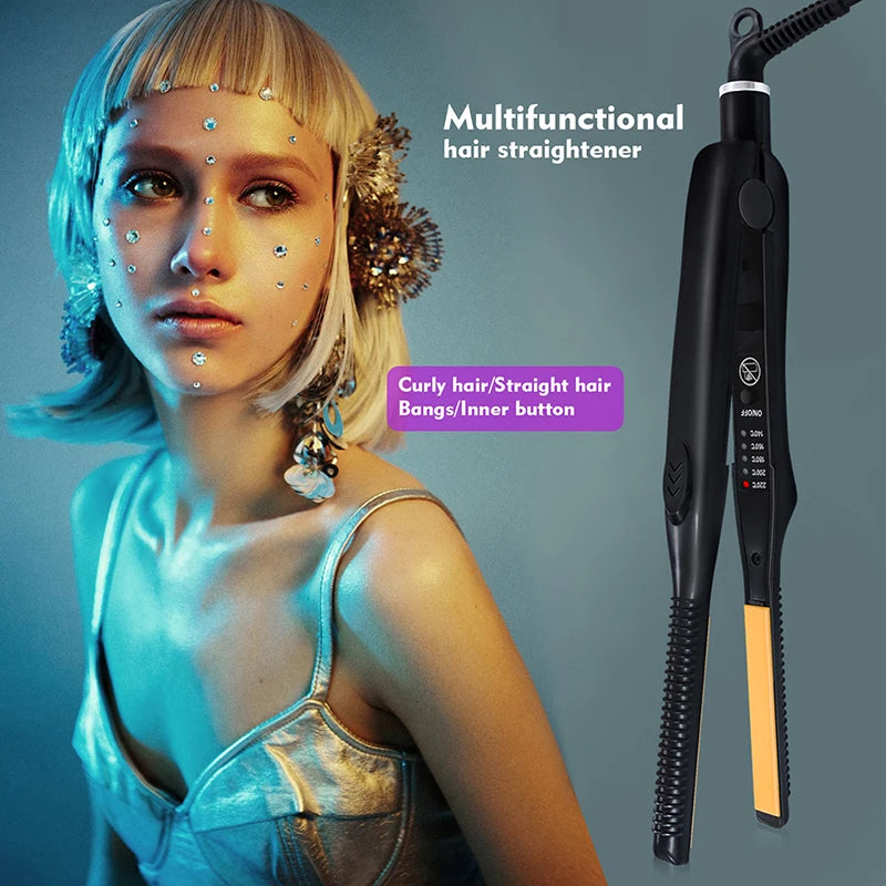 2 in 1 Hair Straightener and Curler Portable Mini Straightening Hair Flat Iron