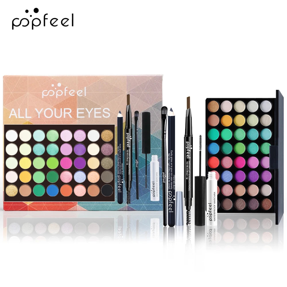 Full Set Eye Makeup Set, Eyeshadow Palette, Eyeliner, Mascara, Eyebrow Pencil, Makeup Tool Set Box, Gifts For Women